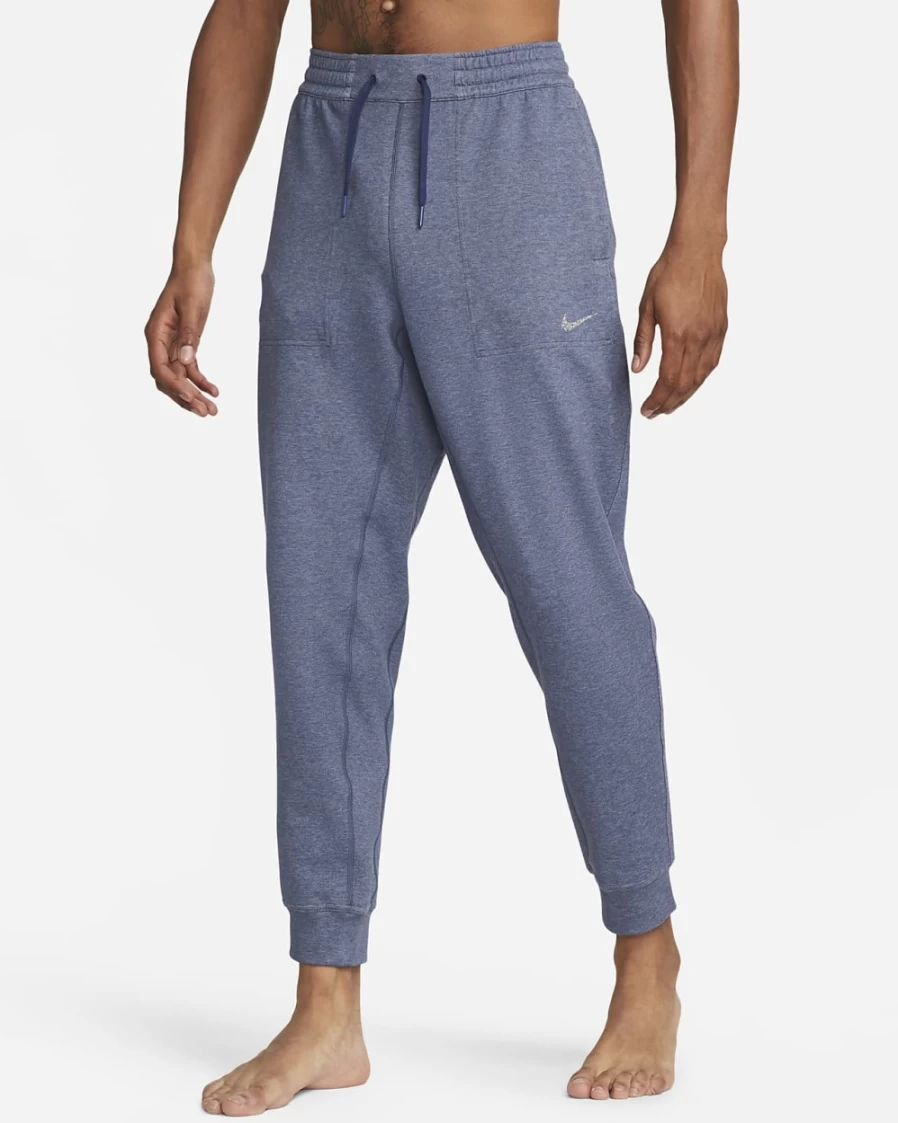 Nike Dri-FIT Men's Yoga Fleece Pants - Midnight Navy/Pure - Comfortable Workout & Lounge Sweatpants