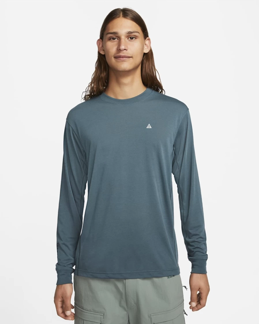 Nike ACG Dri-FIT Men's Long-Sleeve Hiking Top - Faded Spruce/Black/Summit White, Moisture-Wicking Performance Shirt