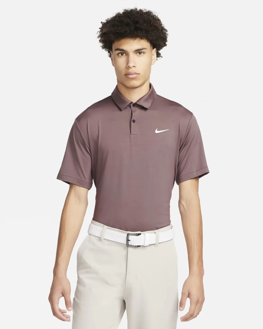 Nike Dri-FIT Tour Men's Golf Polo - Plum Eclipse/White, Moisture-Wicking, Breathable Fabric