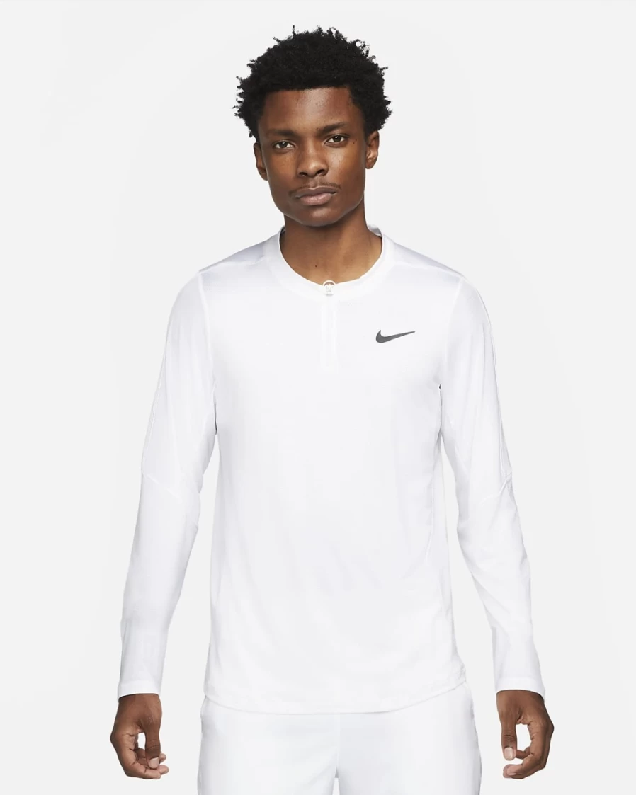 NikeCourt Dri-FIT Advantage Men's White/Black Half-Zip Tennis Training Top