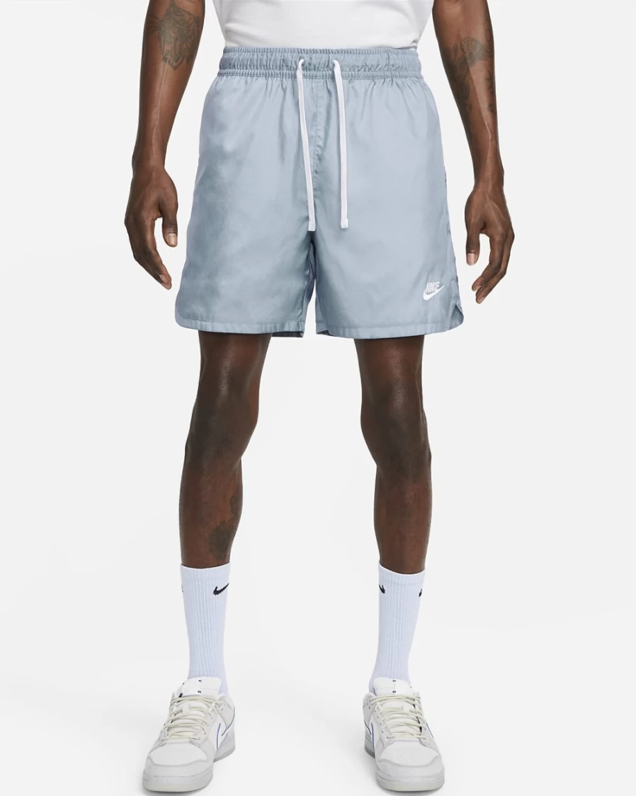 Nike Sportswear Men's Ashen Slate/White Woven Lined Flow Shorts - Sport Essentials Running Athletic Shorts