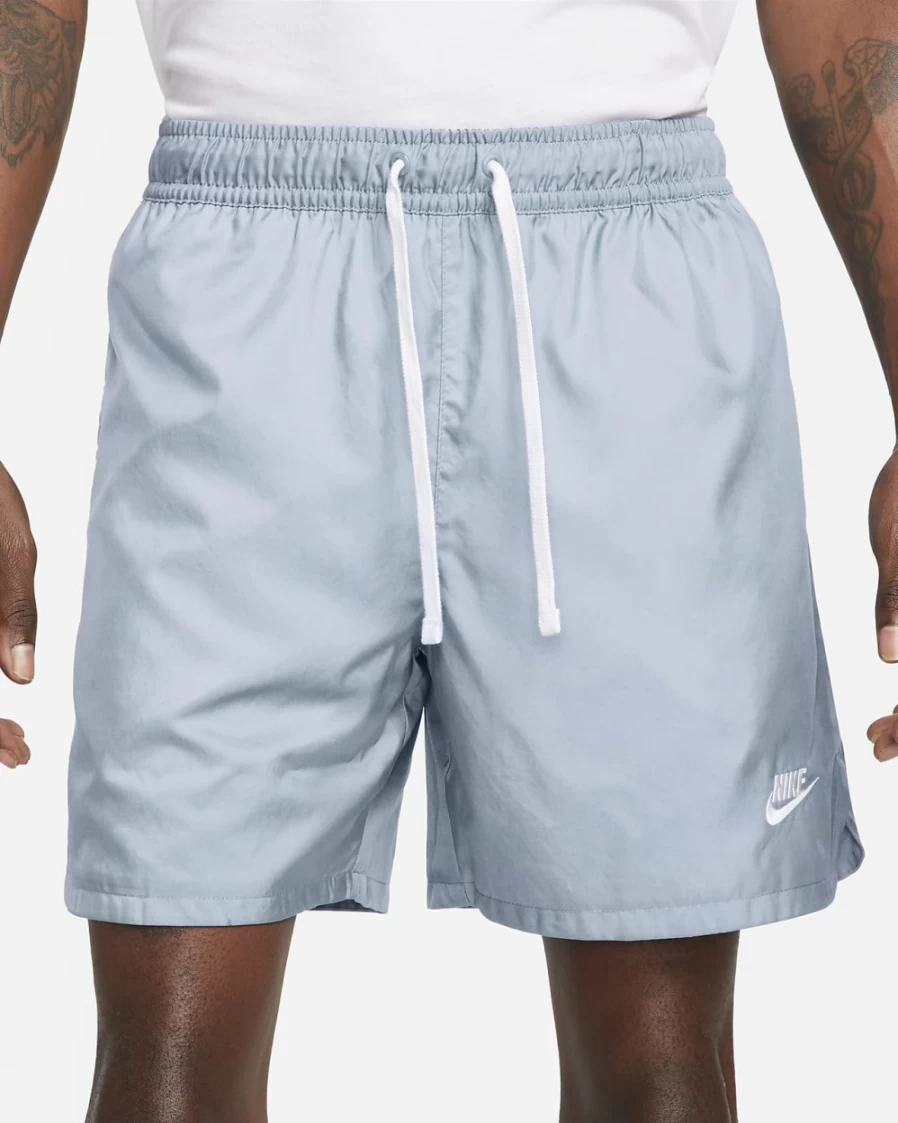Nike Sportswear Men's Ashen Slate/White Woven Lined Flow Shorts - Sport Essentials Running Athletic Shorts