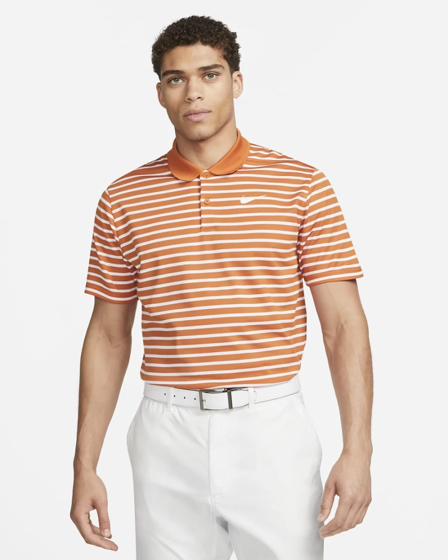 Nike Dri-FIT Victory Men's Golf Polo - Monarch/White Striped Performance Shirt