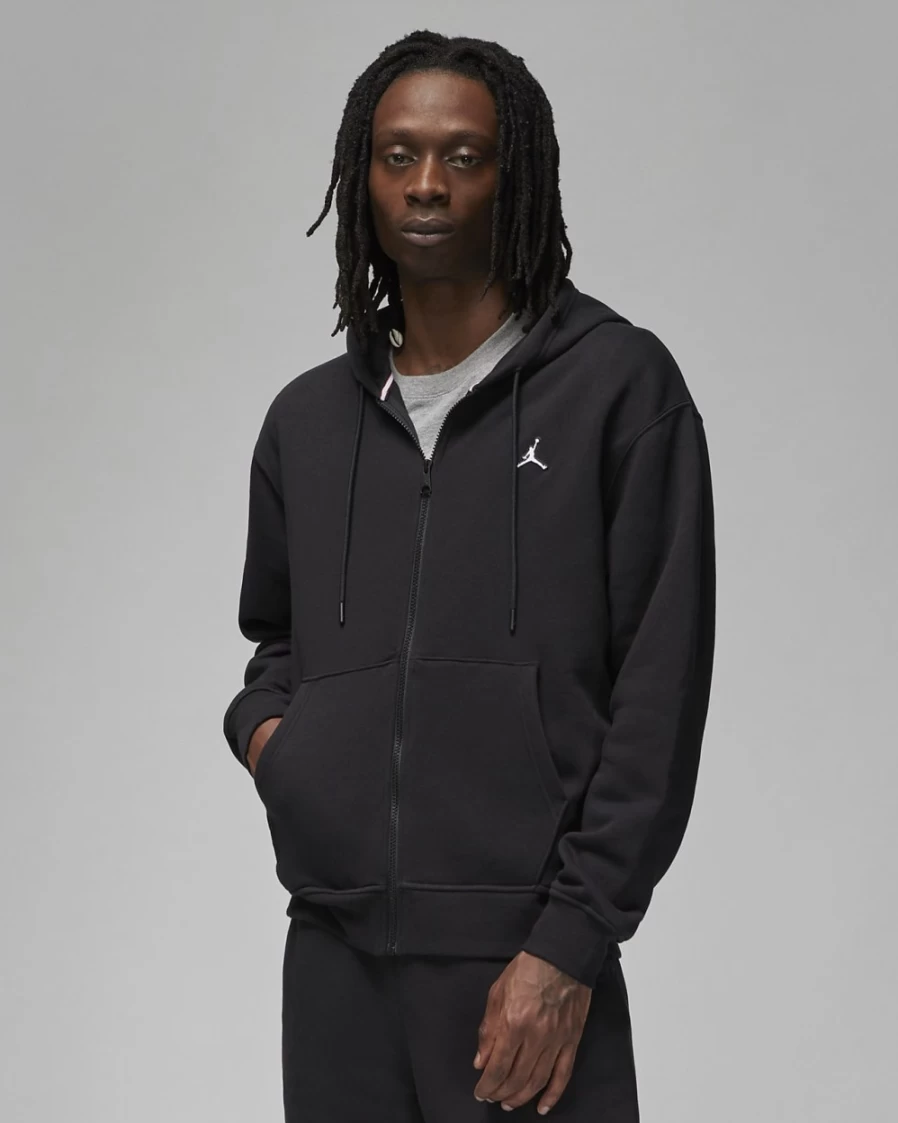 Nike Jordan Brooklyn Fleece Men's Full-Zip Hoodie - Black/White Pullover Sweatshirt for Men