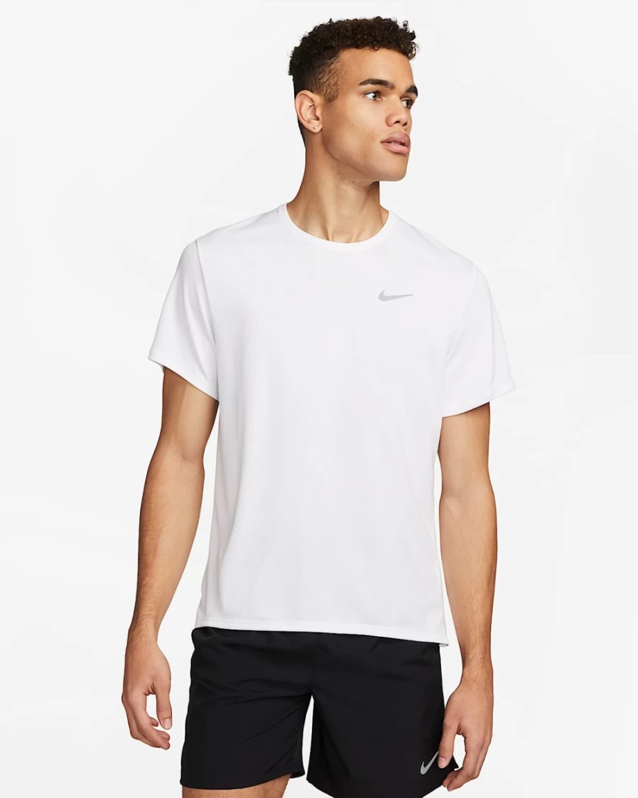Nike Dri-FIT UV Miler Men's White Short-Sleeve Running Shirt for Men - Moisture-Wicking & UV Protection