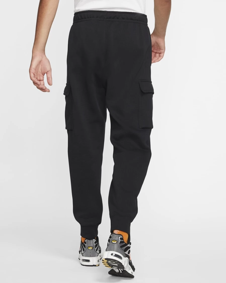 Nike Men's Club Fleece Cargo Pants - Black/White Comfortable Sportswear
