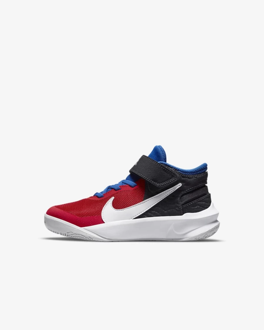 Nike Team Hustle D 10 FlyEase Kids' Shoes - Easy On/Off - Off Noir/University Red/Game Royal/White - Boys & Girls