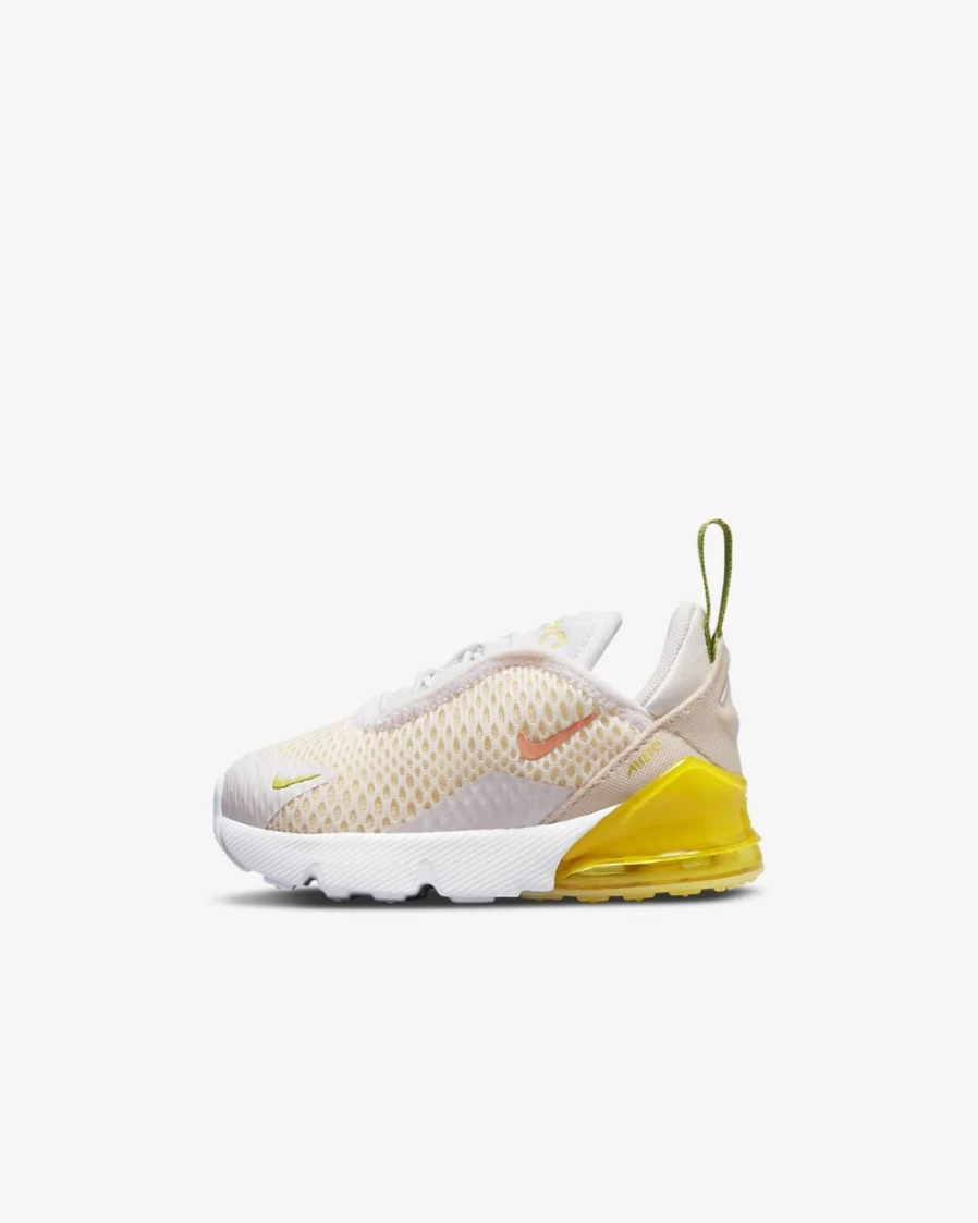 Nike Air Max 270 Toddler Shoes for Boys & Girls - White/Yellow Strike/Pearl White/Crimson Bliss