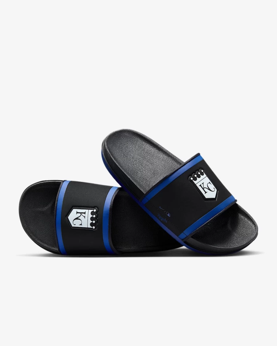 Nike Offcourt Slide Sandals for Men - MLB Kansas City Royals Edition - Black/Rush Blue/White