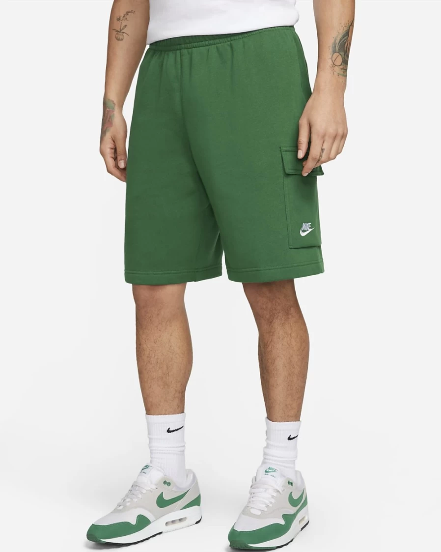 Nike Men's Sportswear Club Cargo Shorts in Gorge Green & White