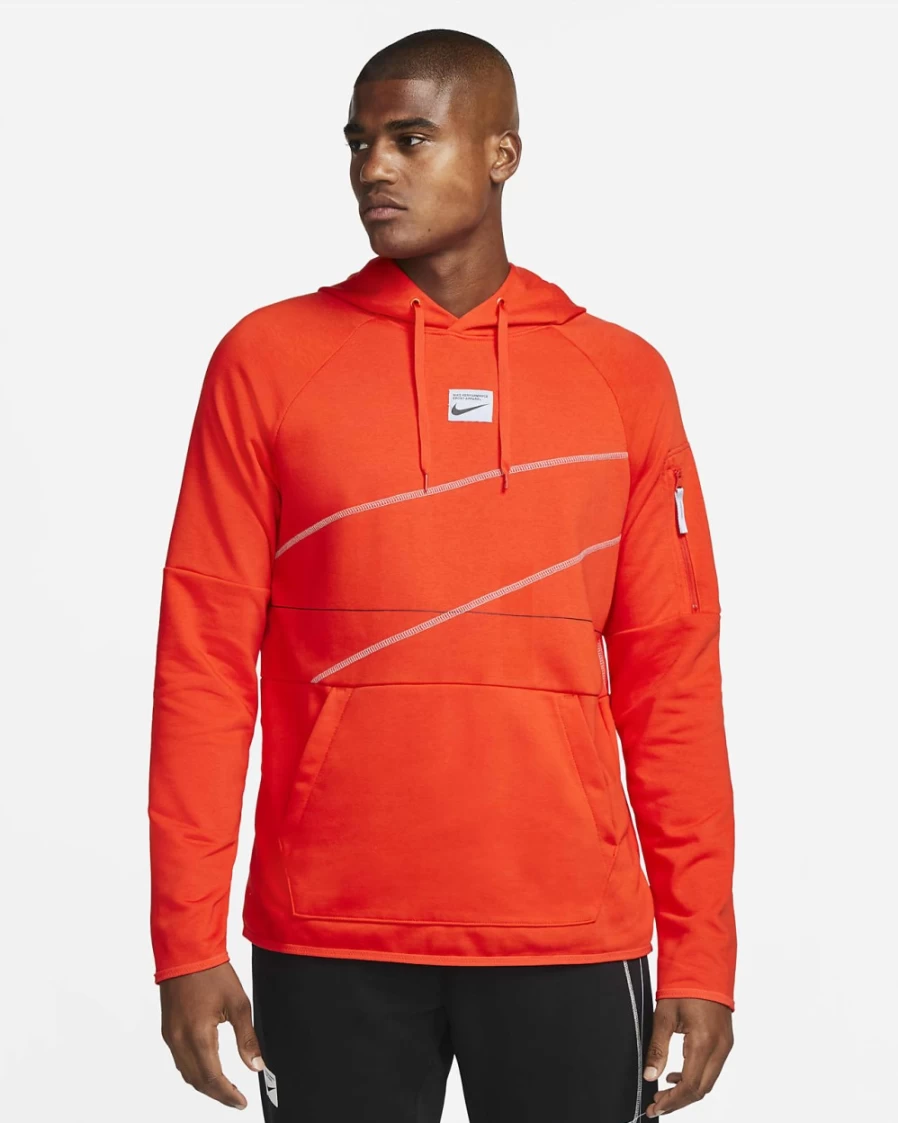 Nike Dri-FIT Men's Fitness Hoodie - Picante Red/Blue Whisper Fleece Pullover