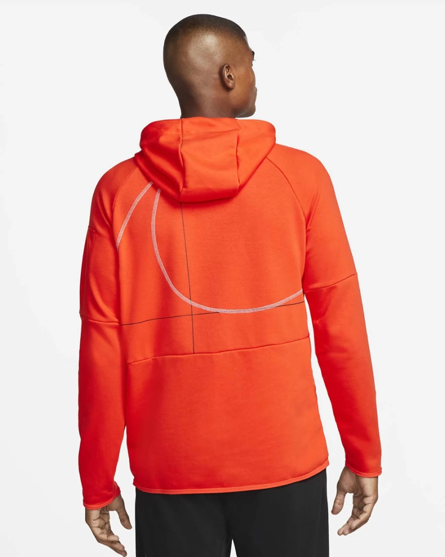 Nike Dri-FIT Men's Fitness Hoodie - Picante Red/Blue Whisper Fleece Pullover