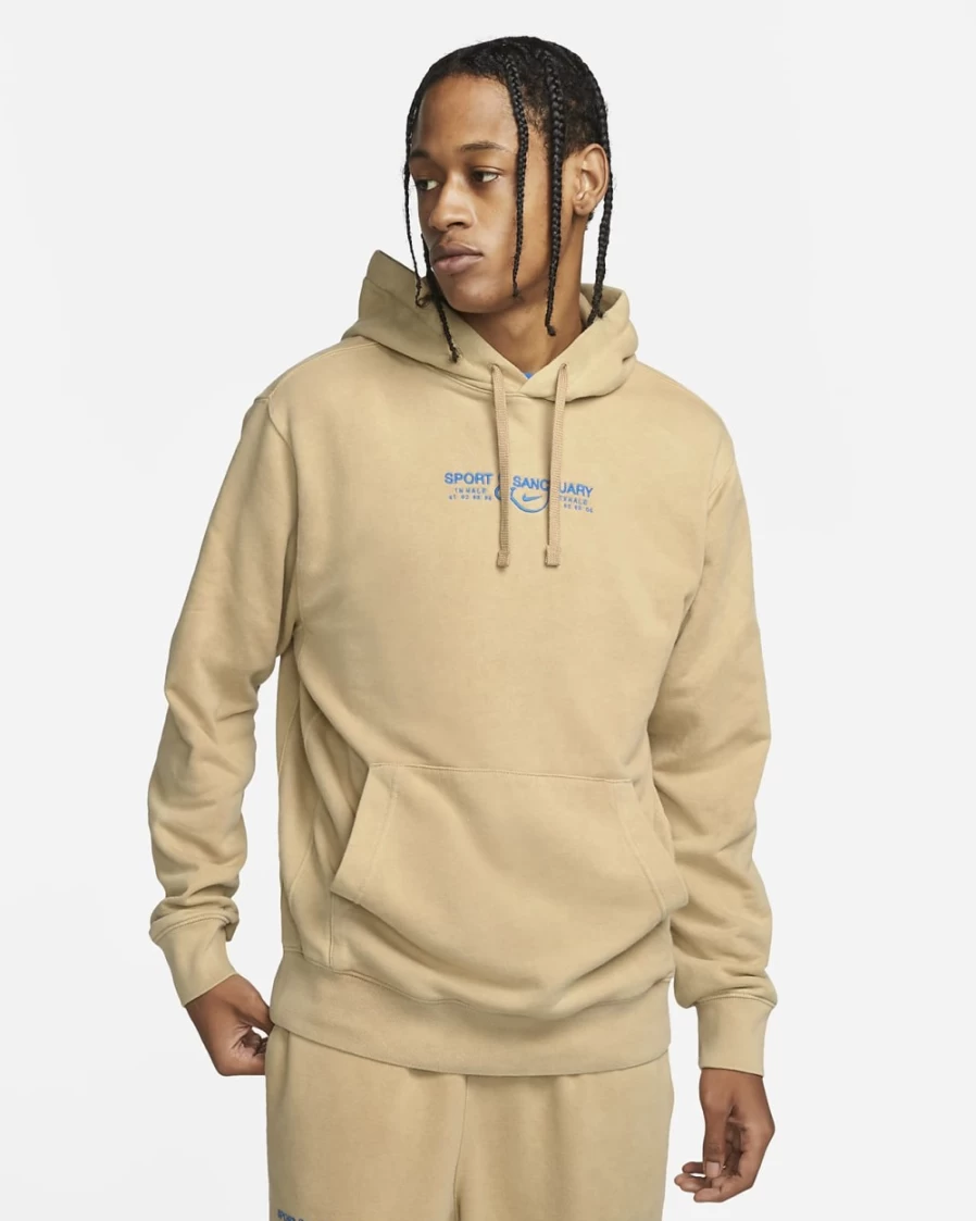 Nike Men's Sportswear Club Fleece Hoodie - Hemp/Photo Blue Pullover Sweatshirt