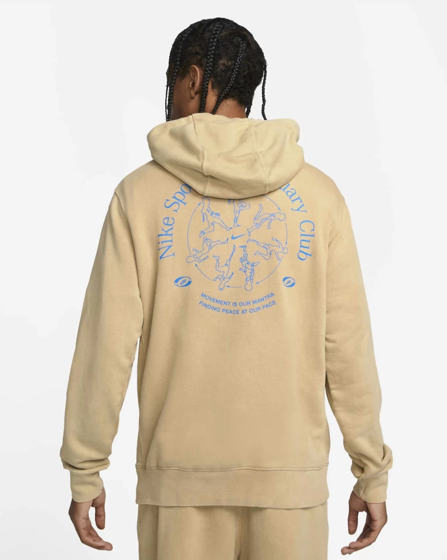 Nike Men's Sportswear Club Fleece Hoodie - Hemp/Photo Blue Pullover Sweatshirt