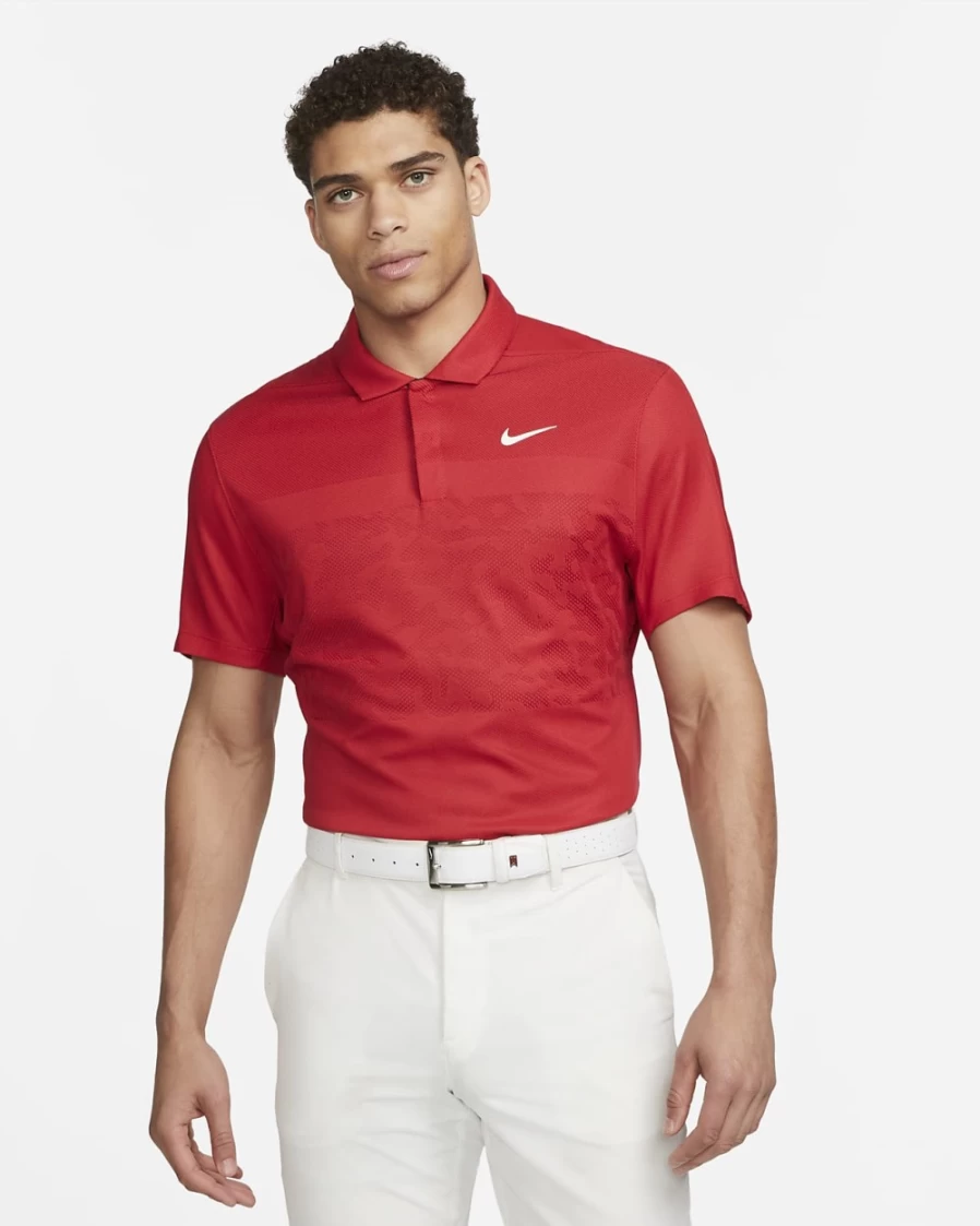 Nike Dri-FIT ADV Tiger Woods Men's Golf Polo Shirt - Gym Red/University Red/White