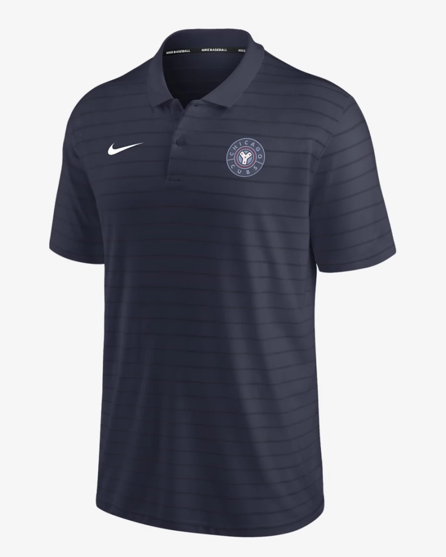 Nike Dri-FIT Men's Polo Shirt - MLB Chicago Cubs Navy Striped Performance Jersey