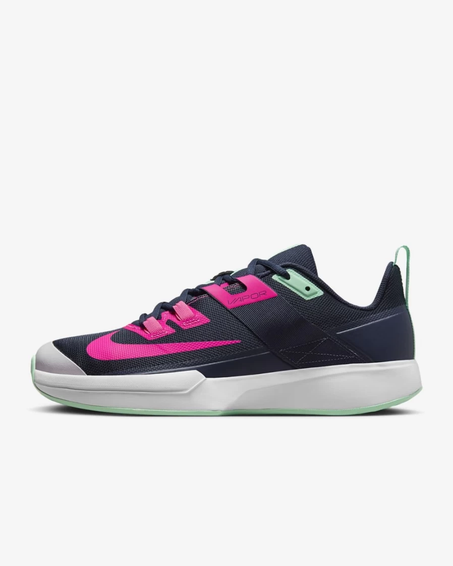 NikeCourt Vapor Lite Men's Tennis Shoes - Obsidian, Green Glow, White, Hyper Pink - Hard Court Training & Match Footwear