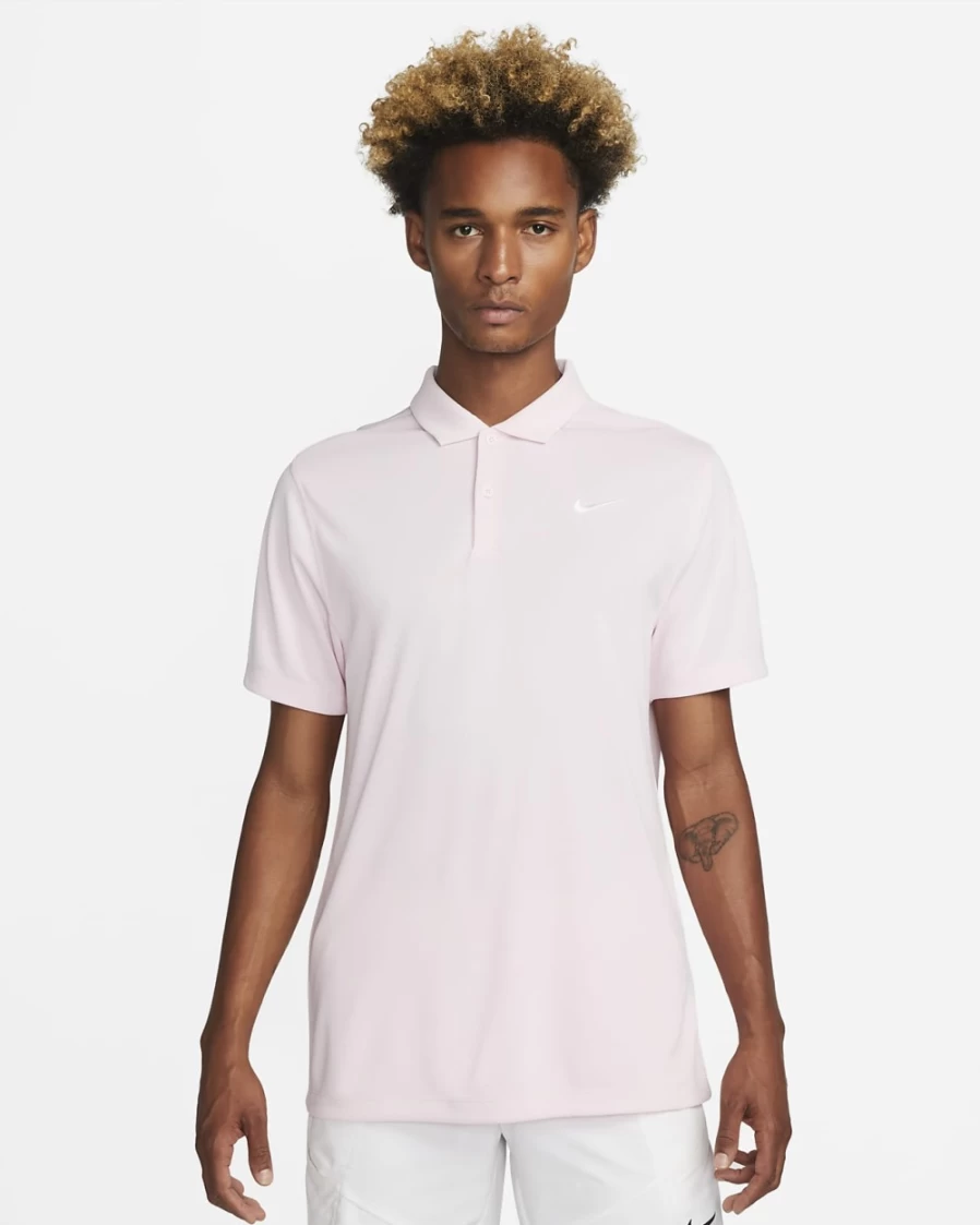 NikeCourt Dri-FIT Men's Tennis Polo Shirt - Pink Foam/White, Moisture-Wicking Performance Top for Men