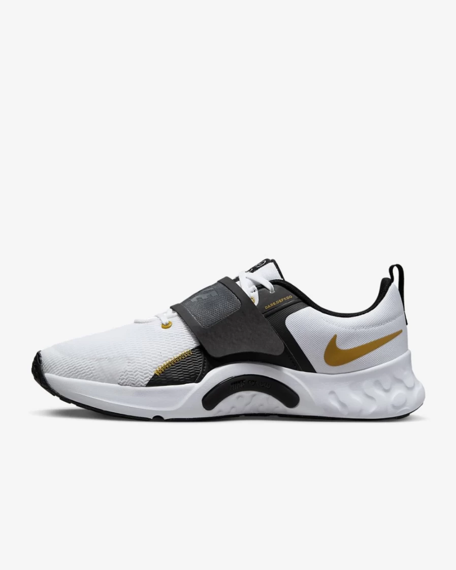 Nike Renew Retaliation 4 Men's Training Shoes - White/Black/Gold Suede for Men's Workout & Gym