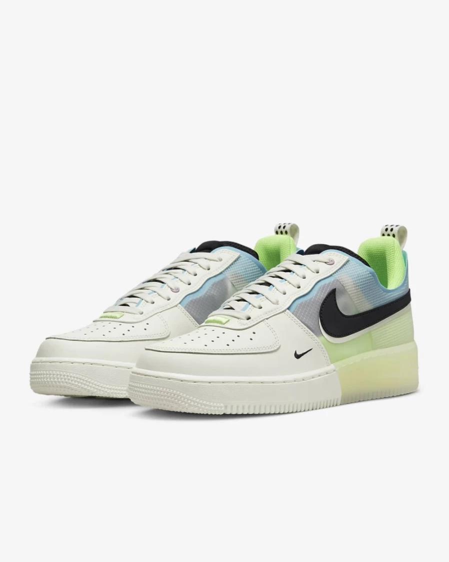 Nike Air Force 1 React Men's Shoes - Sail/Barely Volt/Ghost Green/Black Athletic Sneakers for Men