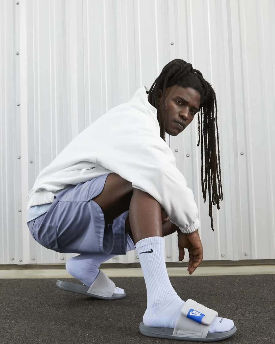 Nike Offcourt Adjust Men's Slides - Wolf Grey/Game Royal/Particle Grey/Summit White Athletic Sandals