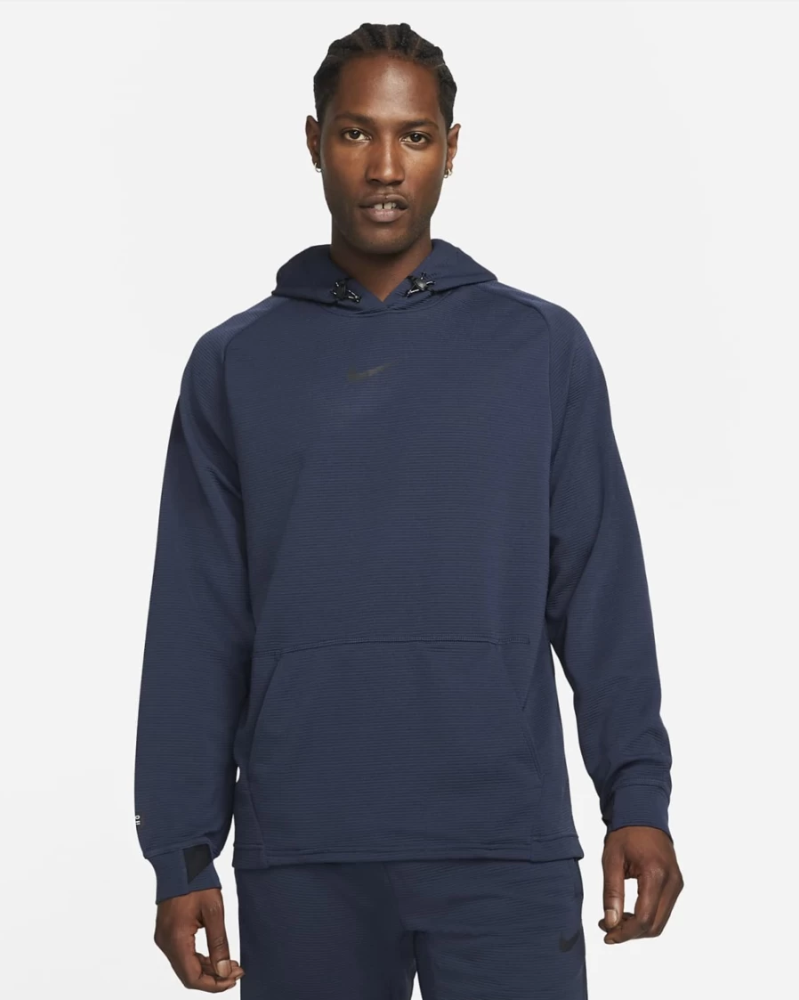 Nike Pro Men's Obsidian Black Fleece Training Hoodie Pullover