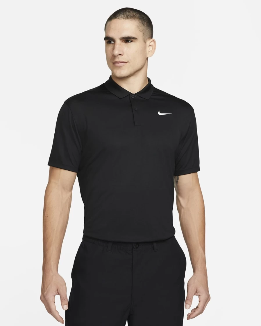NikeCourt Dri-FIT Men's Tennis Polo Shirt - Black/White - Moisture-Wicking Performance Top