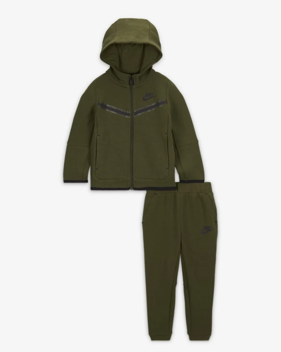 Nike Tech Fleece Baby Zip Hoodie & Pants Set (12-24 Months) - Rough Green, Unisex Boys Girls