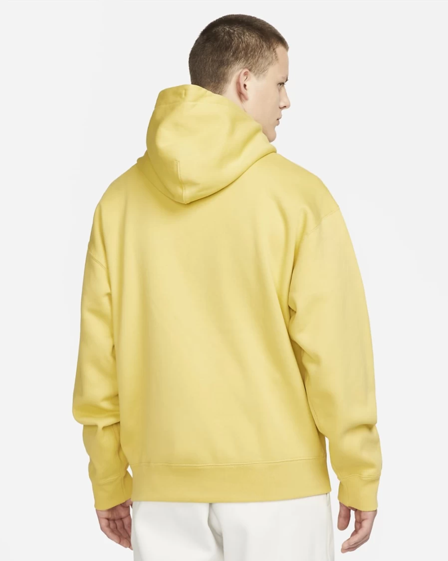 Nike Men's Solo Swoosh Fleece Pullover Hoodie - Saturn Gold/White