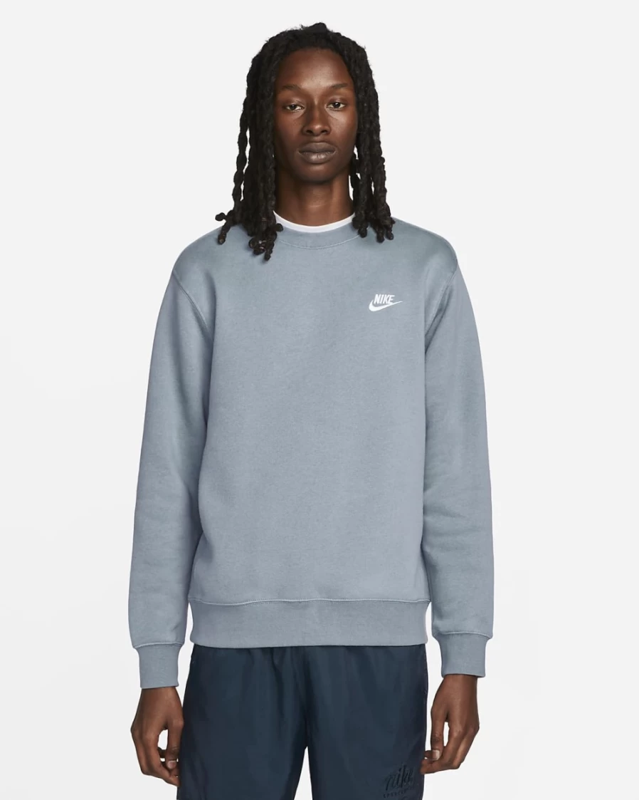 Nike Sportswear Club Fleece Crew for Men - Ashen Slate/White Pullover Sweatshirt