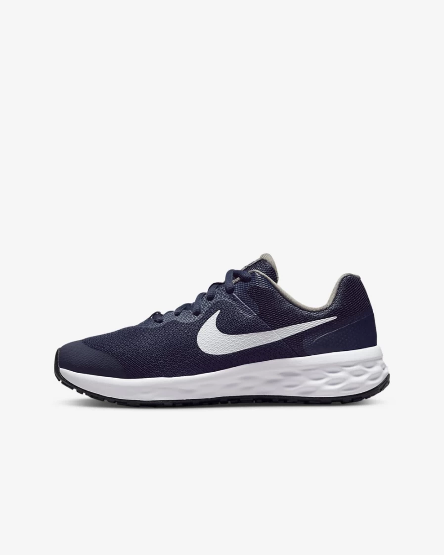 Nike Revolution 6 Big Kids' Road Running Shoes for Boys & Girls - Midnight Navy/Flat Pewter/White