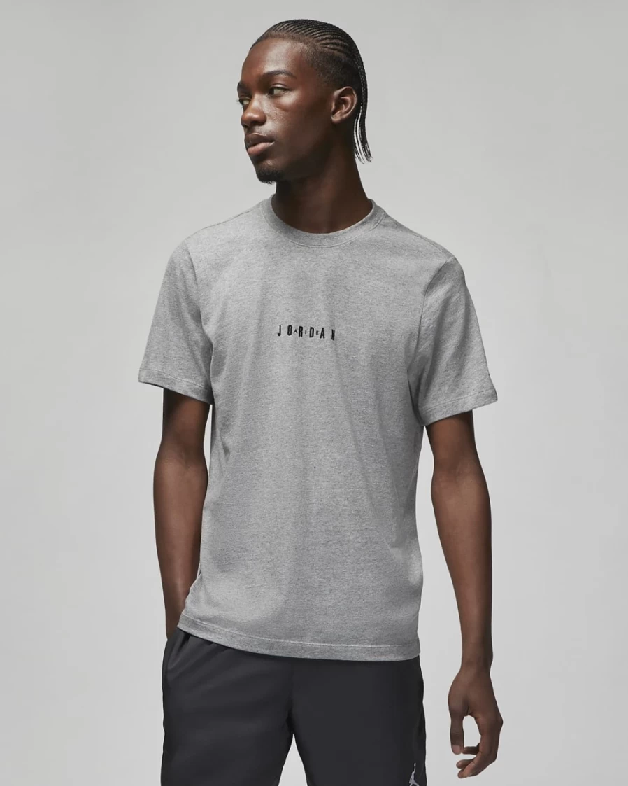 Nike Jordan Air Men's T-Shirt in Carbon Heather/Black/Black - Official Apparel