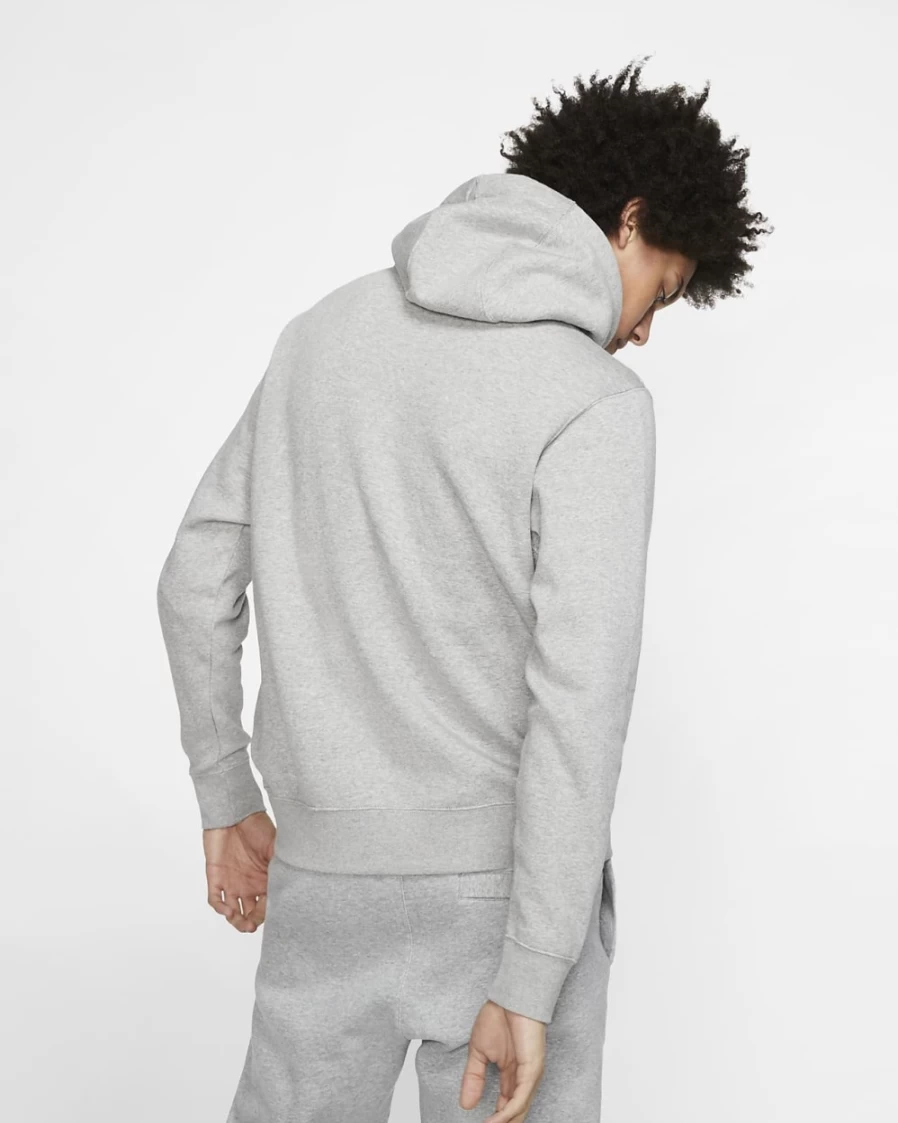 Nike Men's Dark Grey Heather Graphic Pullover Hoodie - Sportswear Club Fleece Sweatshirt