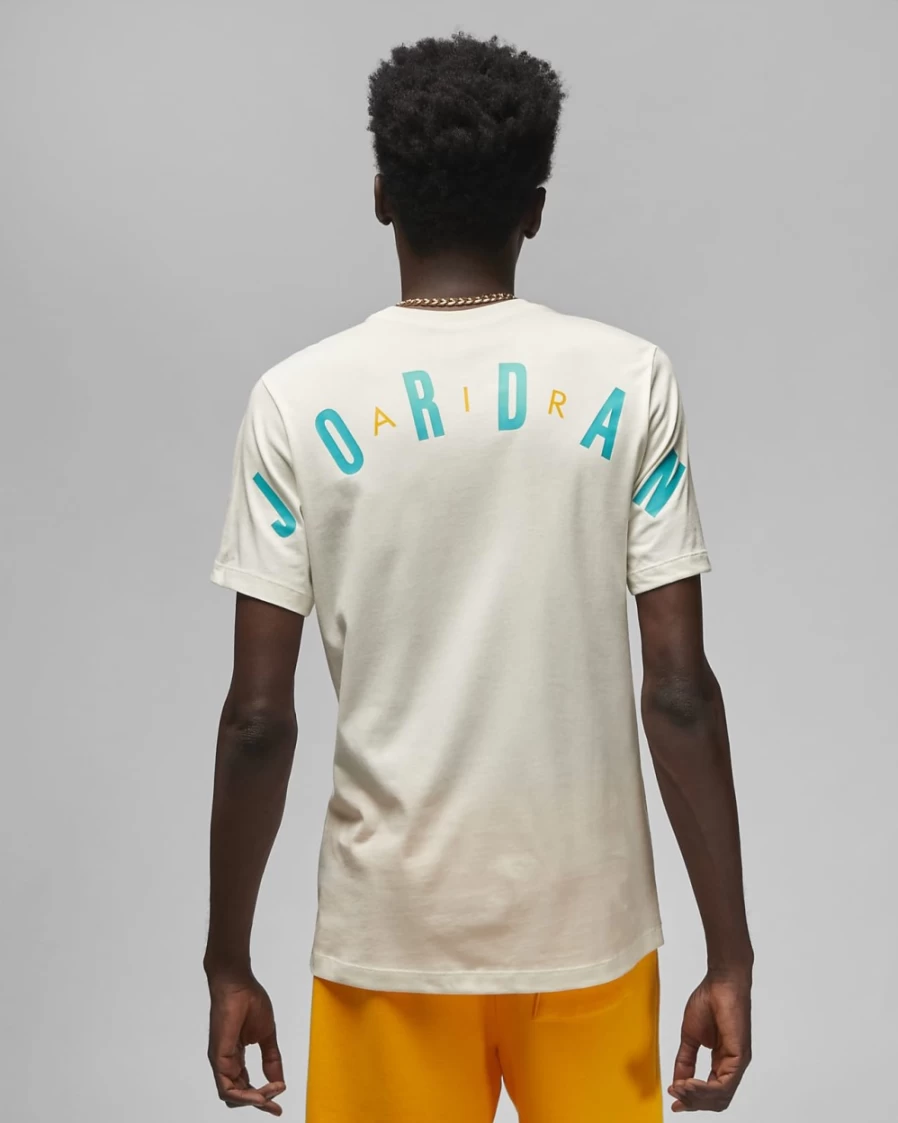 Nike Jordan Air Men's T-Shirt - Sail/New Emerald/Taxi Colorway