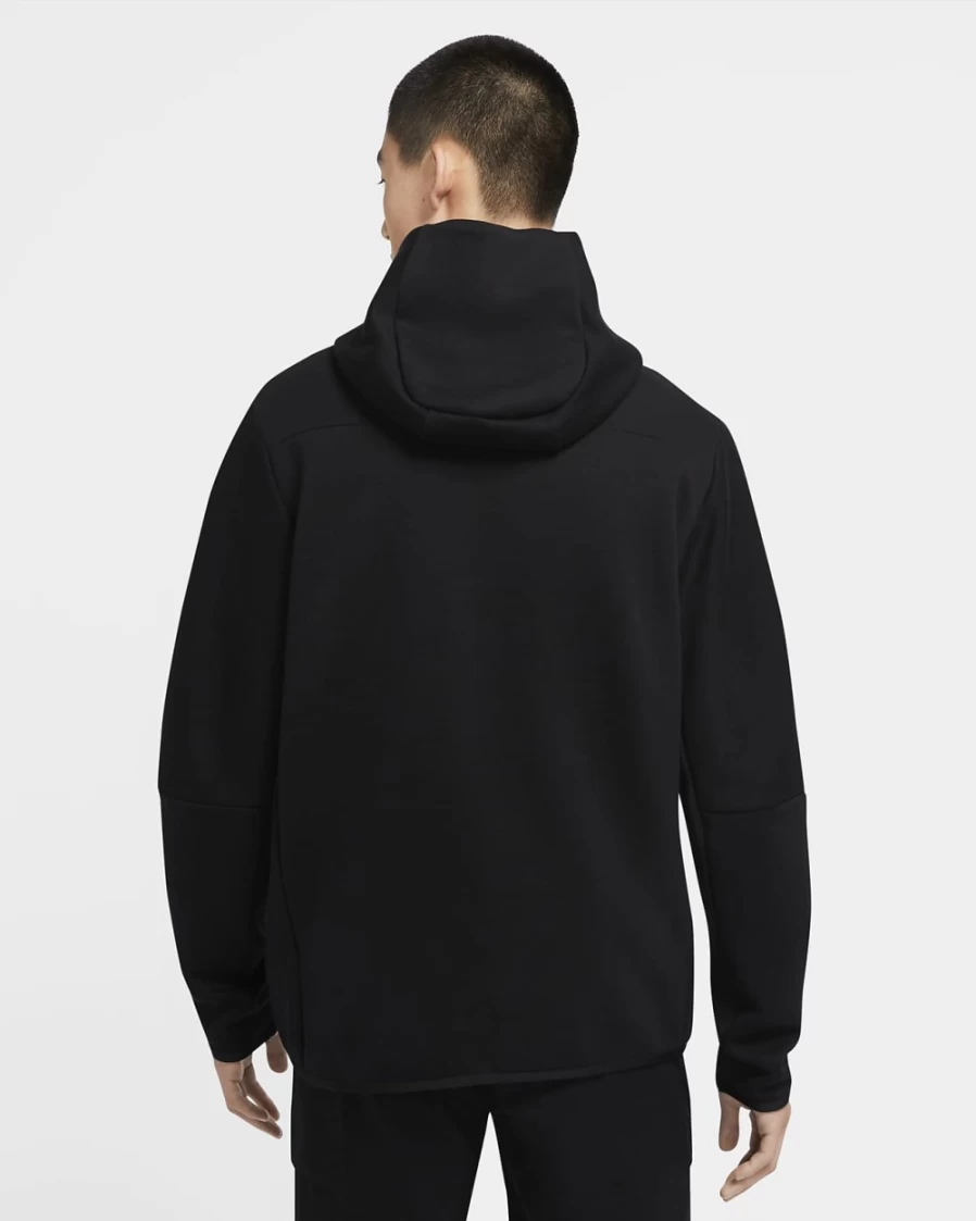 Nike Men's Tech Fleece Full-Zip Hoodie - Black/Black, Lightweight & Comfortable Sportswear