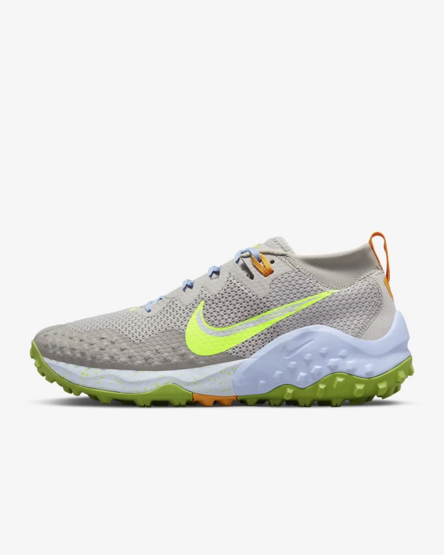 Nike Wildhorse 7 Men's Light Iron Ore Trail Running Shoes - Cobblestone/Kumquat/Volt Accents