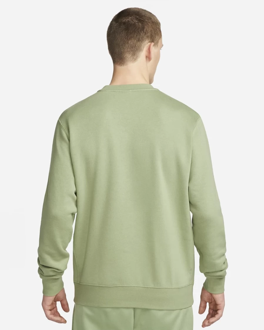 Nike Men's Sportswear Club Fleece Crew Sweatshirt - Oil Green/White