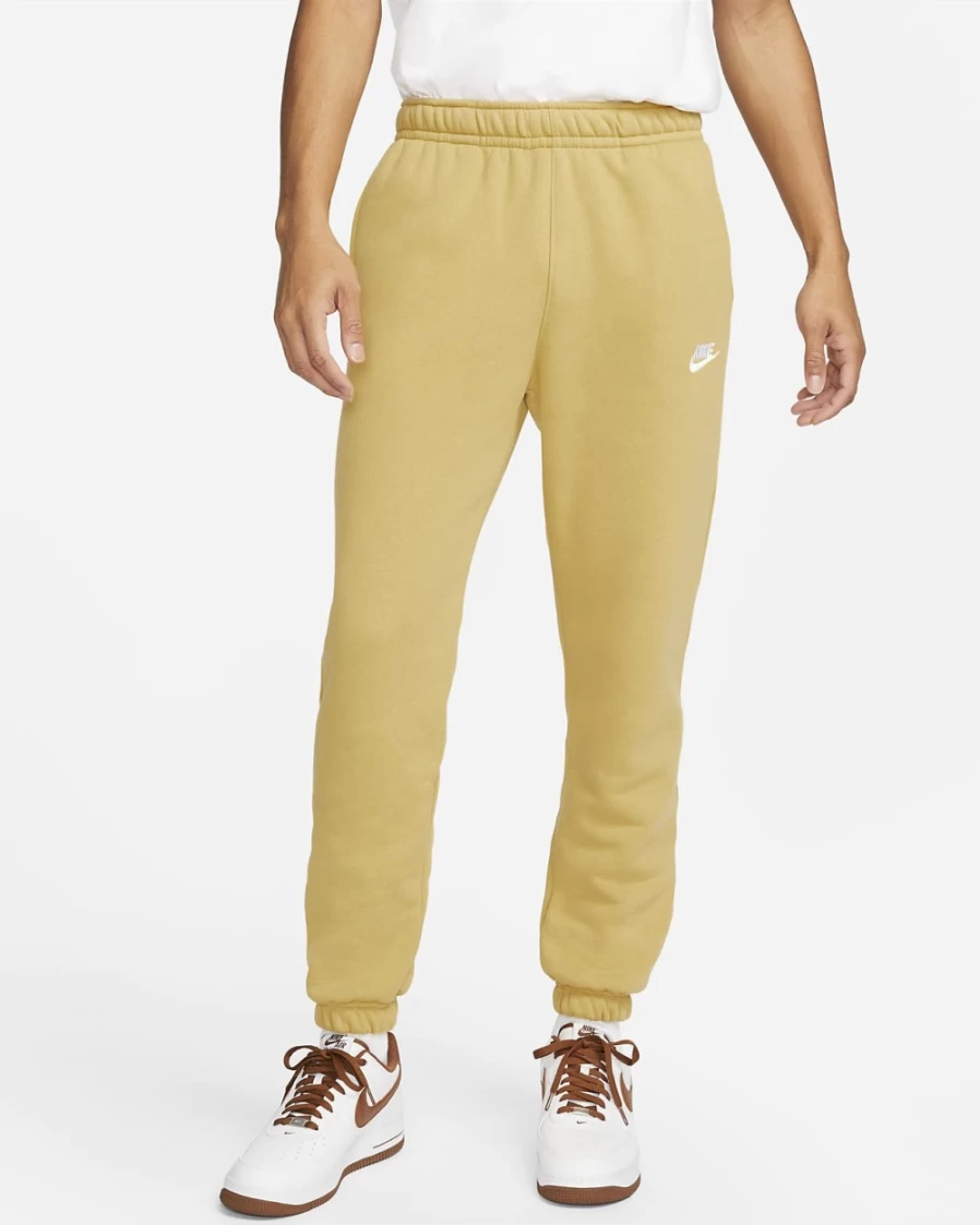 Nike Men's Sportswear Club Fleece Sweatpants in Wheat Gold & White