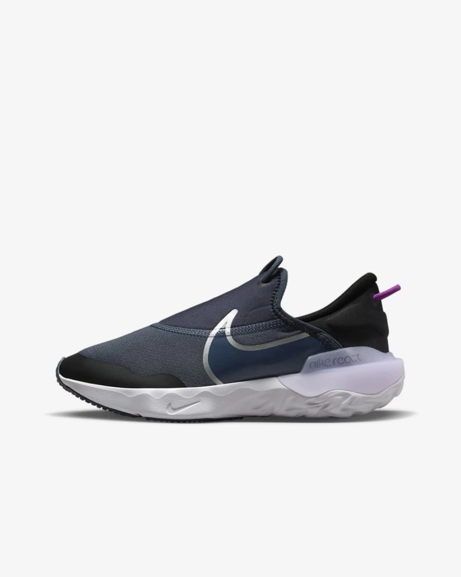 Nike Flow Big Kids' Road Running Shoes for Boys & Girls in Thunder Blue/Violet Frost/Vivid Purple/Metallic Silver