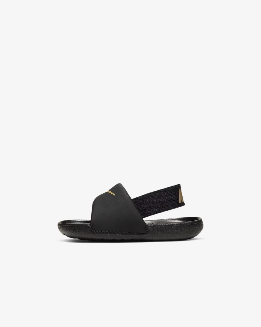 Nike Kawa Baby Toddler Slides for Boys and Girls - Black Metallic Gold Sandals
