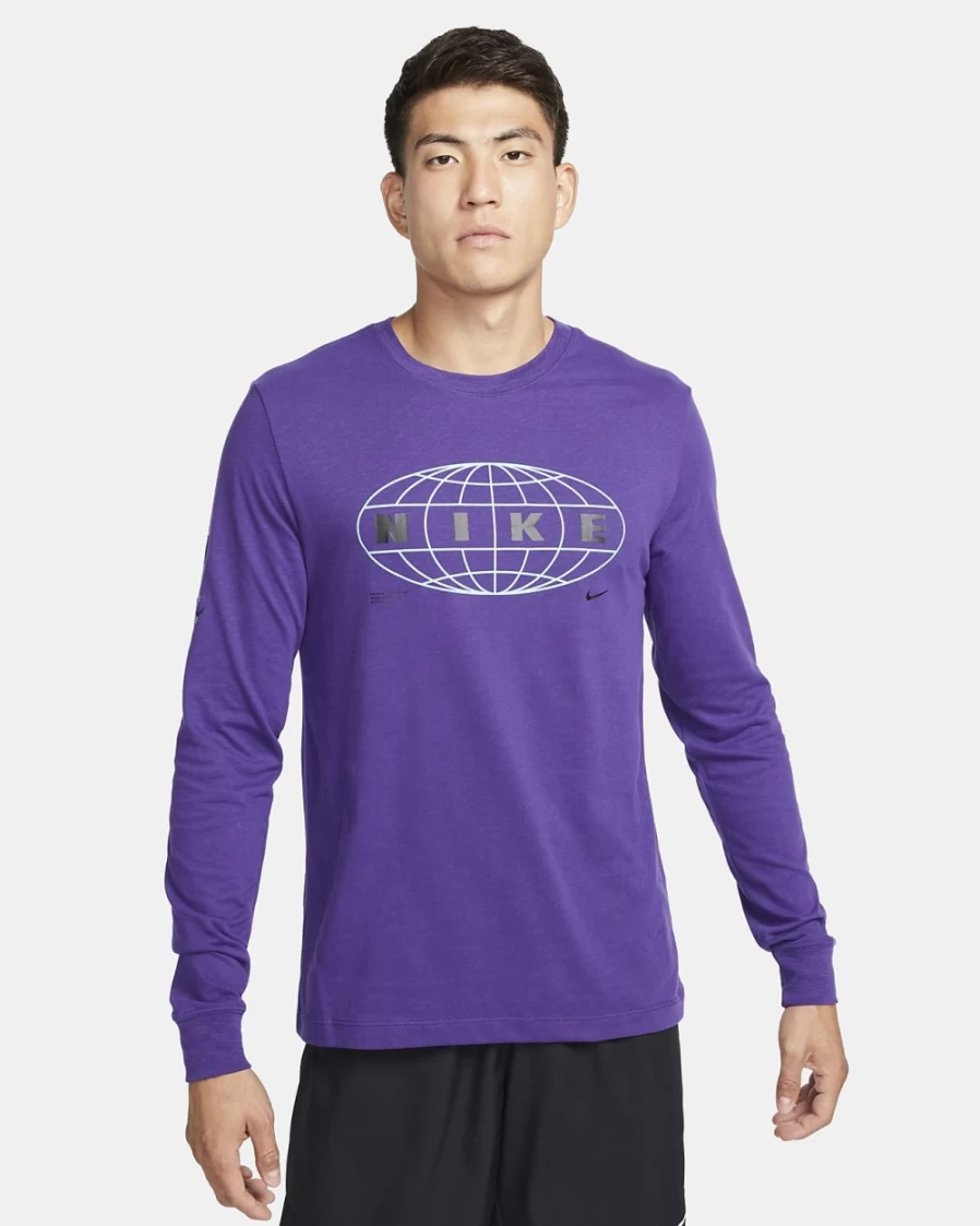 Nike Dri-FIT Men's Training Long-Sleeve T-Shirt in Court Purple/Cave Purple