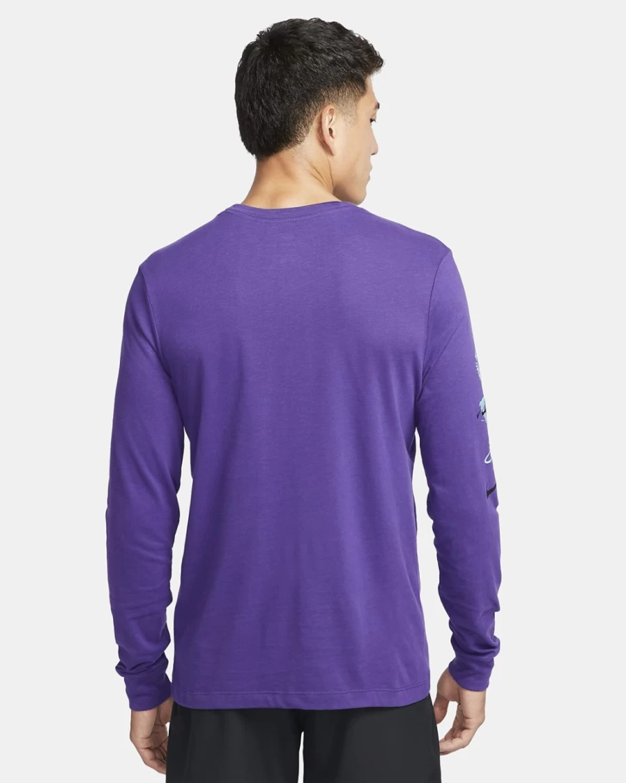 Nike Dri-FIT Men's Training Long-Sleeve T-Shirt in Court Purple/Cave Purple