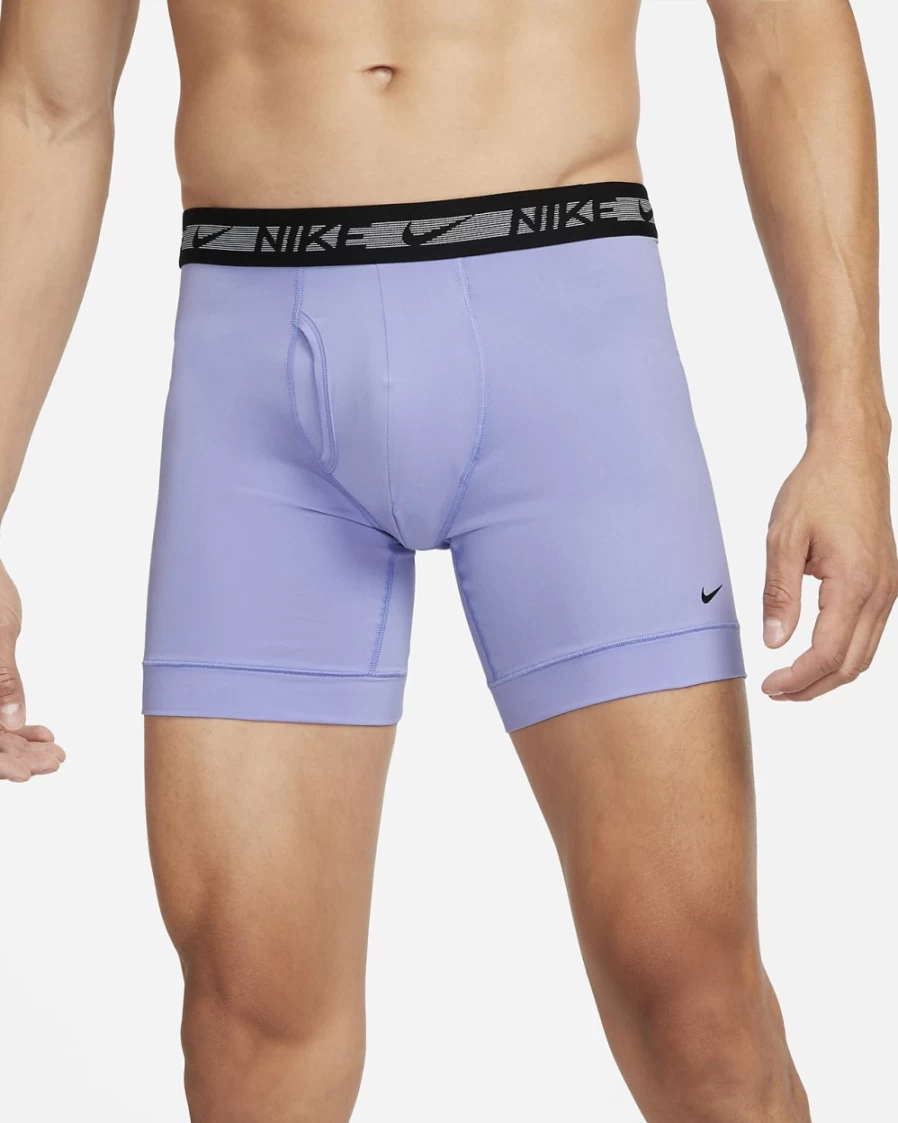 Nike Men's Dri-FIT Ultra-Stretch Micro Boxer Briefs 3-Pack - Blue Moisture-Wicking Underwear