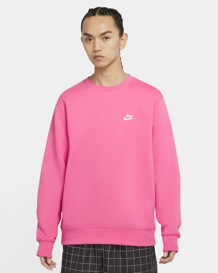 Nike Sportswear Club Fleece Crew for Men - Pinksicle/White Pullover Sweatshirt
