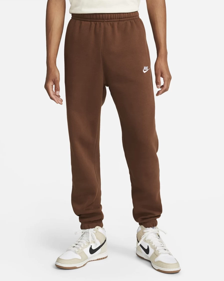 Nike Club Fleece Men's Sweatpants - Cacao Wow & White Color