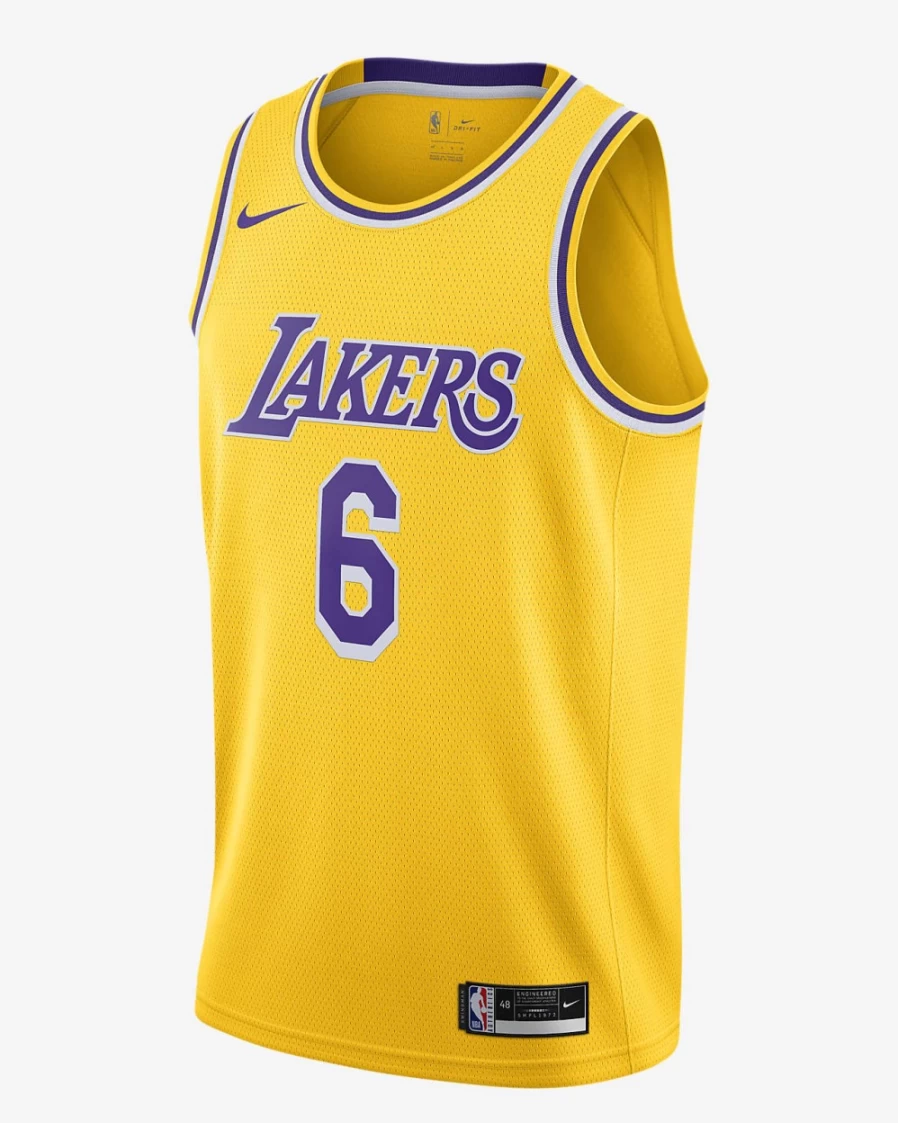 Nike NBA Swingman Jersey - Los Angeles Lakers Icon Edition 2020, Amarillo/Field Purple, Men's Basketball Jersey