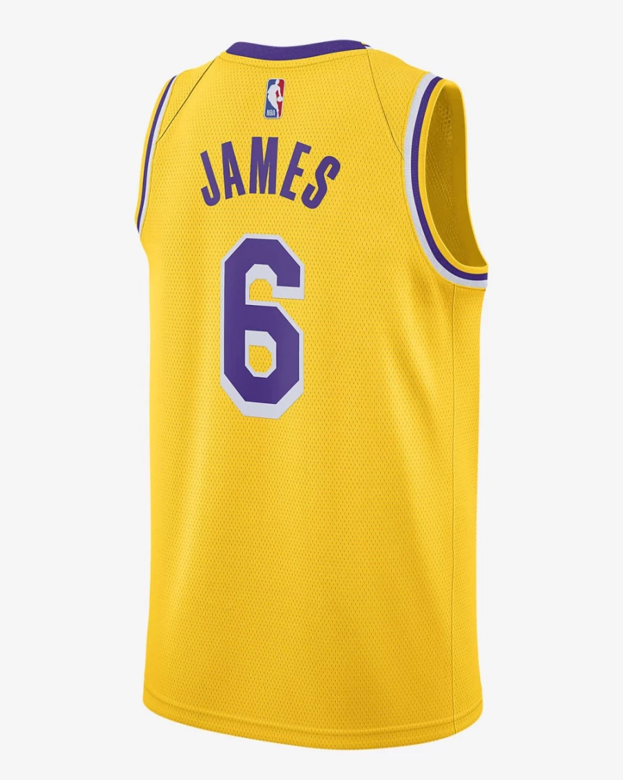 Nike NBA Swingman Jersey - Los Angeles Lakers Icon Edition 2020, Amarillo/Field Purple, Men's Basketball Jersey