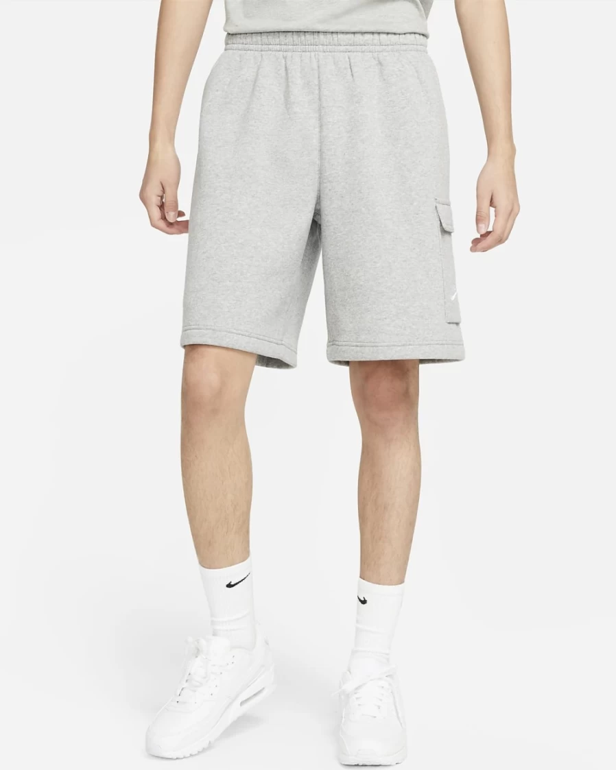 Nike Men's Sportswear Club Cargo Shorts - Dark Grey Heather, Matte Silver, White