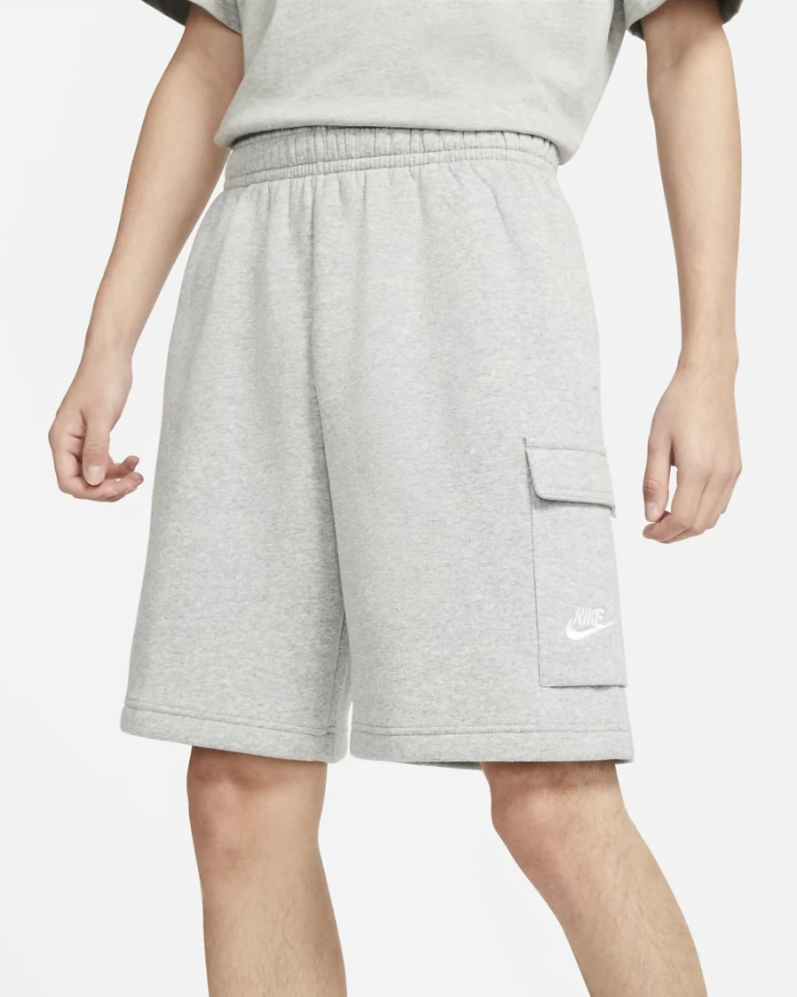 Nike Men's Sportswear Club Cargo Shorts - Dark Grey Heather, Matte Silver, White