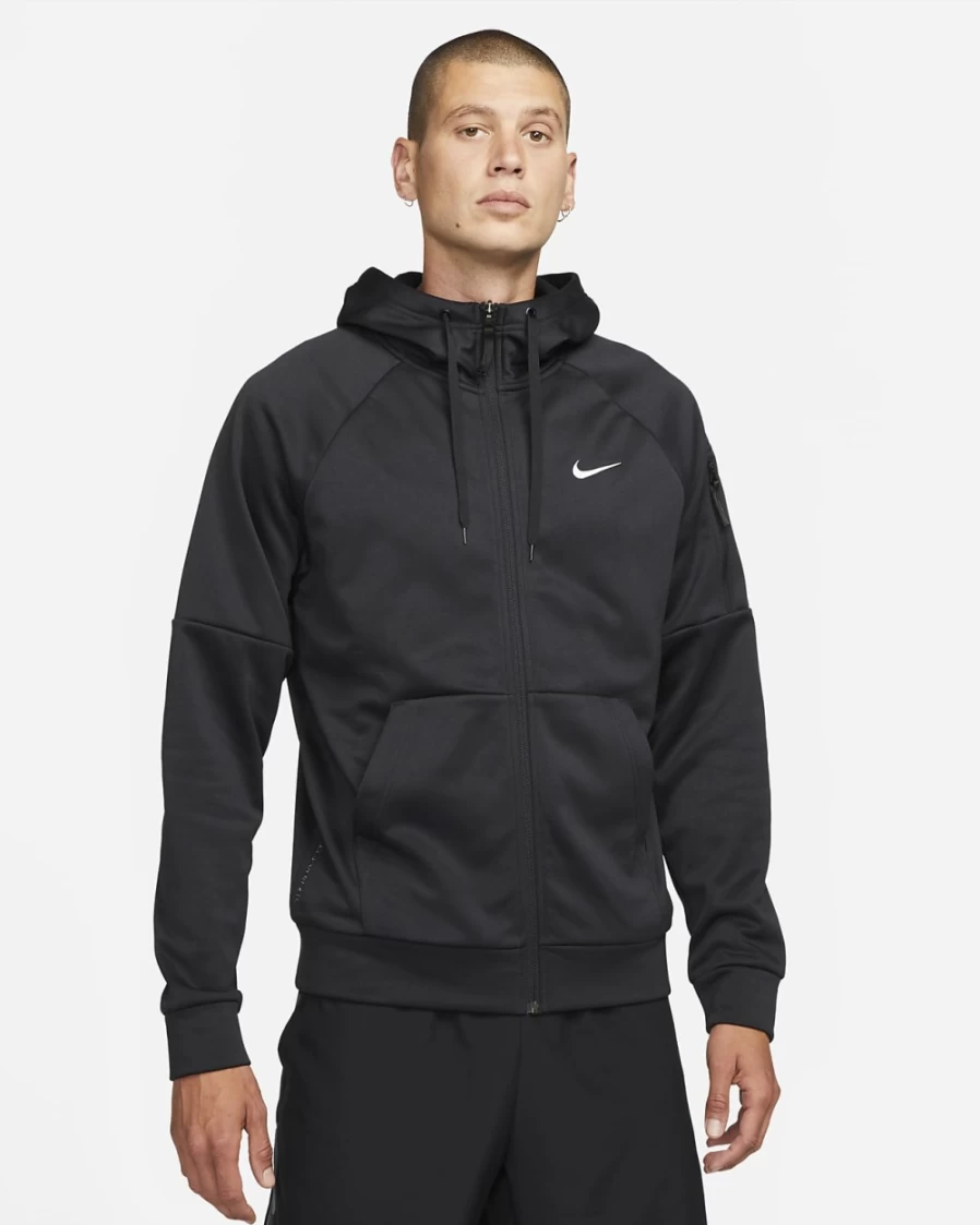 Nike Therma-FIT Men's Black Full-Zip Hoodie for Fitness & Training